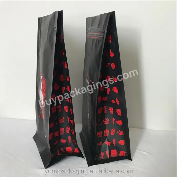 Custom Printed Aluminum Foil Flat Bottom Stand Up Pouch Ziplock Plastic Reusable Coffee Bag With Valve