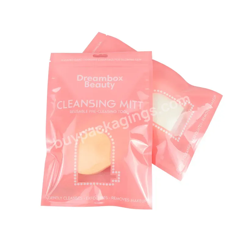 Custom Printed Bags High Gloss Pink Transparent Plastic Packaging Custom Clear Ziplock Bag Eco Friendly Bag With Clear Front