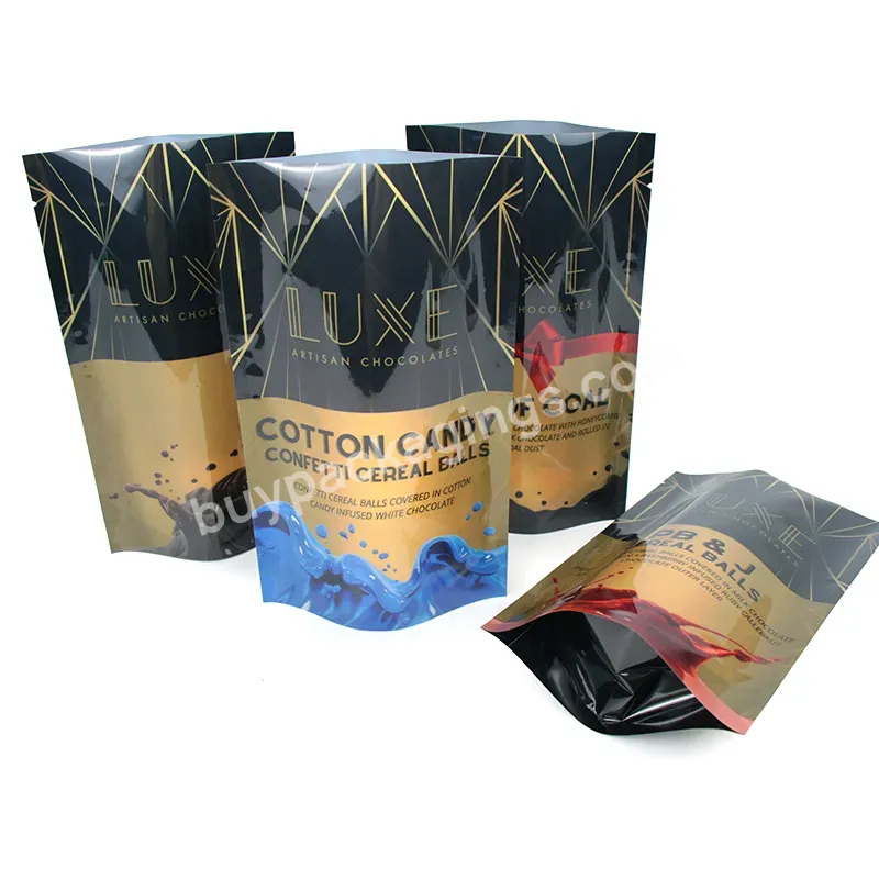 Custom Printed Bags High Gloss Resealable Mylar Bags Vitamin Jelly Gummy Packaging Bags Mylar Pouches With Tear Notches
