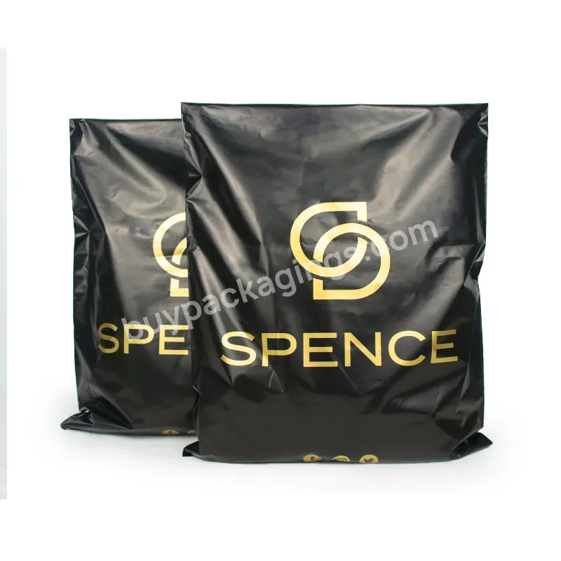 Custom Printed Bags Poly Mailers Clothing Packaging Mailers Bag Matte Black Mailers Eco-friendly With Gold Logo - Buy Black Poly Mailer Bags With Gold Print,Custom Printed Eco-friendly Poly Mailer Bags Matte Black Mailing Bag With Gold Logo Printed S