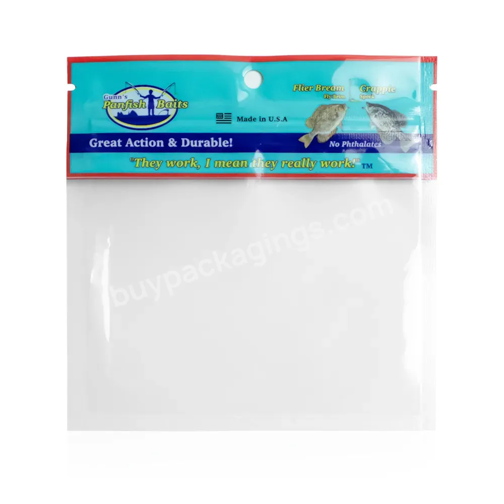 Custom Printed Biodegradable 3 Side Sealed Small Plastic Fishing Bait Lure Bags With Ziplock