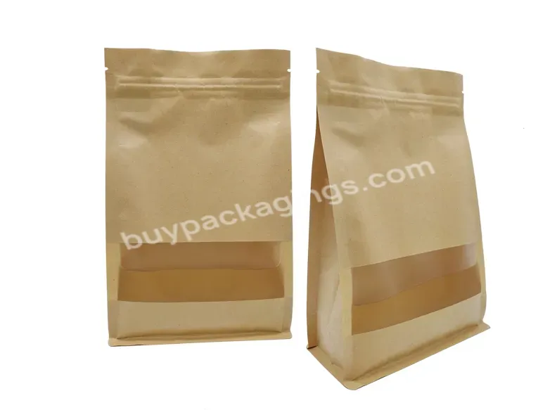 Custom Printed Biodegradable Zip Lock Stand Up Bags 100% Kraft Paper Pouches With Window Snack Packaging Edible Bags