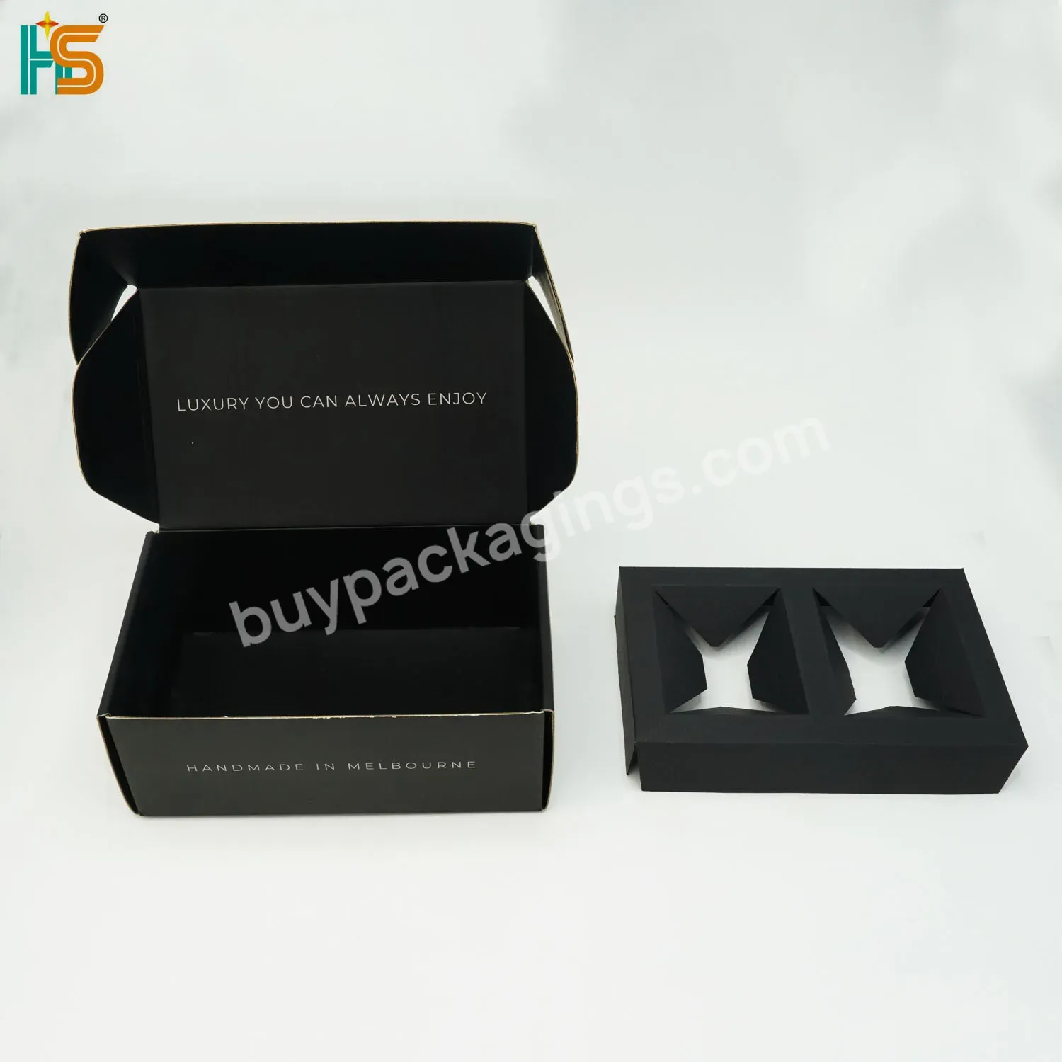 Custom Printed Black Color Cardboard Mailer Shipping Postal Box Cosmetic Packaging Box With Insert