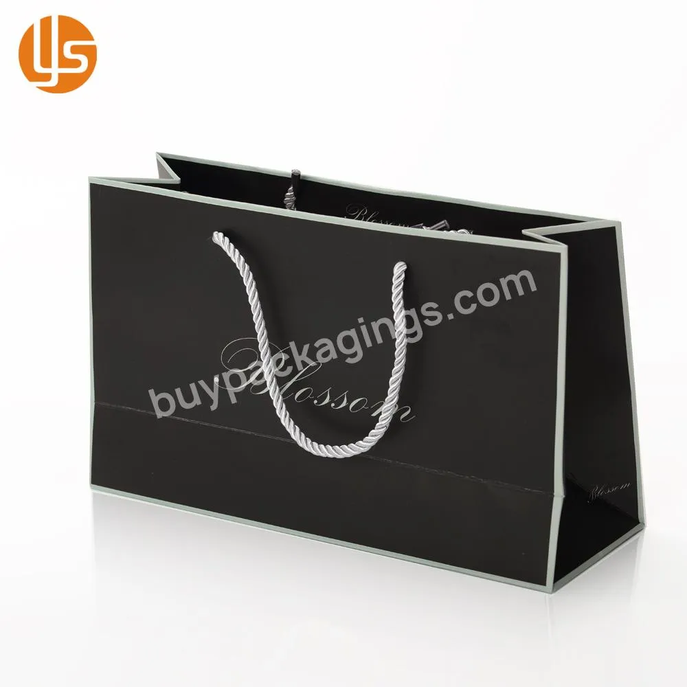 Custom Printed Black Paper Shopping Bag With Handle