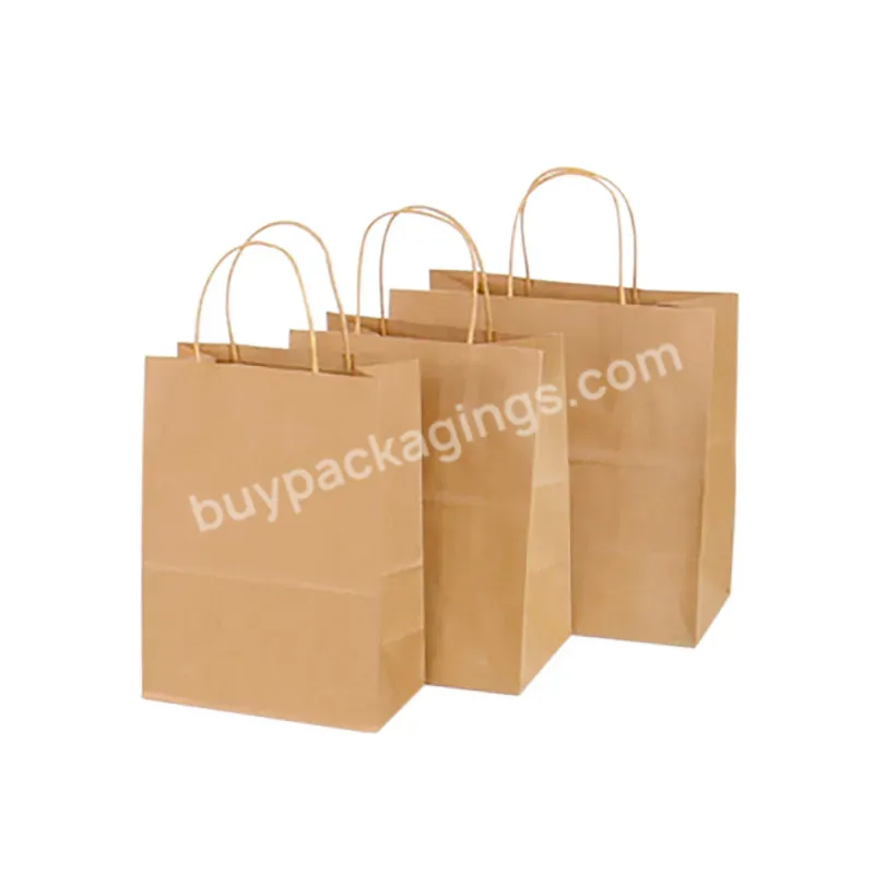 Custom Printed Brown Kraft Shopping Paper Bag With Handles