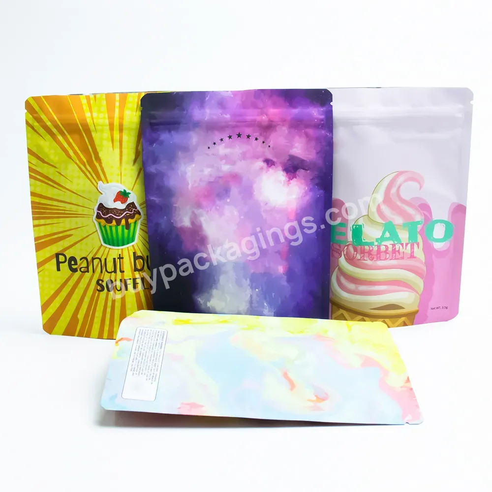 Custom Printed Candy Tobacco Cookie 3.5g 14g 28grams Plastic Mylar Bags Heat Seal Smell Proof Bags Glossy Mylar Bags
