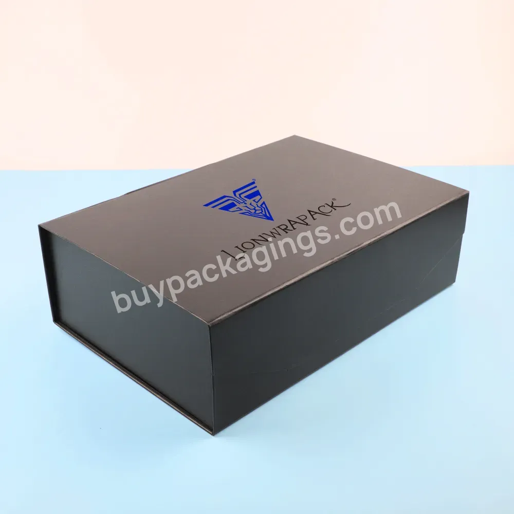 Custom Printed Cardboard Rigid Hard Magnetic Packaging Boxes Gift Box With Magnetic Lid Black Folding Product Boxes