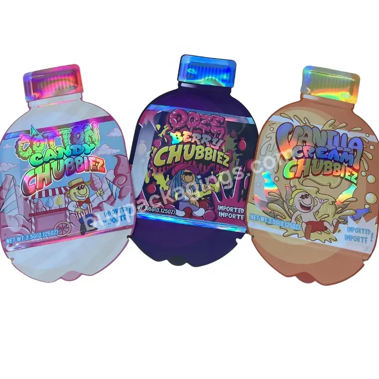 Custom Printed Child Proof Resealable Smellproof Edible Mylar Bags Aluminium Foil Glossy Holographic Soft Touch Custom Shape Bag