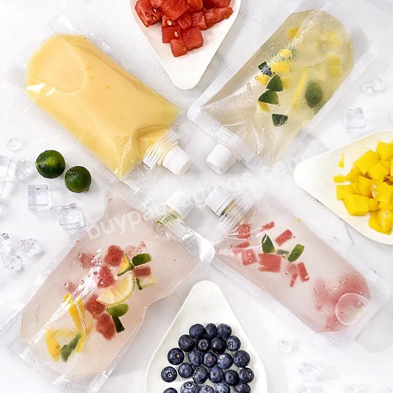 Custom Printed Clear Transparent Plastic Juice Beverage Packing Spout Pouch Bag Liquid Stand Up Plastic Nozzle Pouch