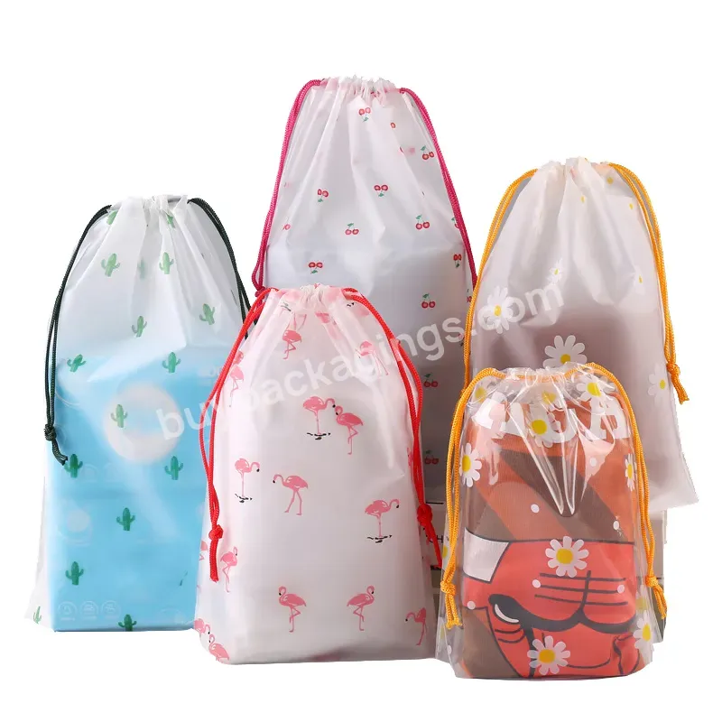 Custom Printed Clothes Shoes Underwear Cosmetics Plastic Packaging With Drawstring