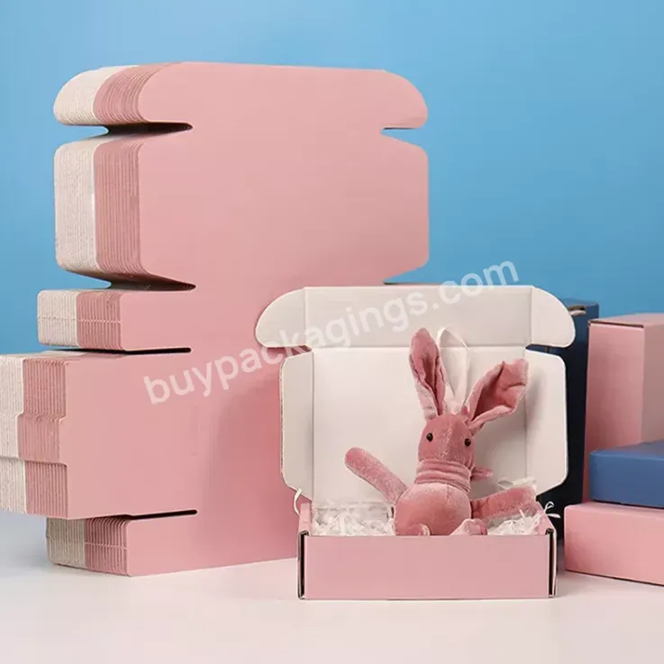 Custom Printed Color Logo Corrugated Cosmetic Shipping Pink Mailer Paper Box Clothing Packaging Box