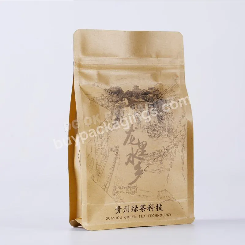 Custom Printed Compostable Stand Up Flat Bottom Zip Lock Bag Food Pouches Coffee Bags Manufacturer Low Price Die Cut Bags