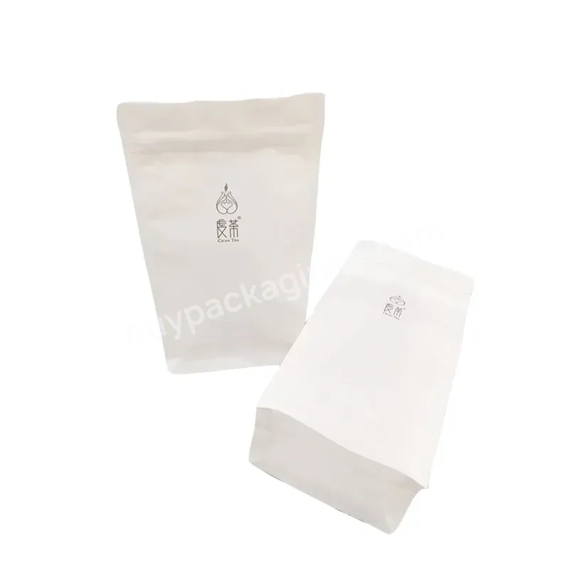 Custom Printed Compostable Zip Lock Stand Up Bags 100% White Kraft Paper Pouches With Window