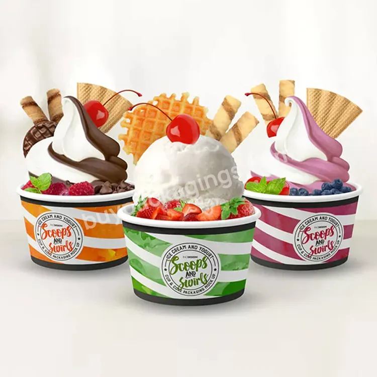 Custom Printed Creative Packaging 70 500 Ml 5 16 26 32 Oz Cup Buckets Snack Square Ice Cream Container With Cover Lid Empty