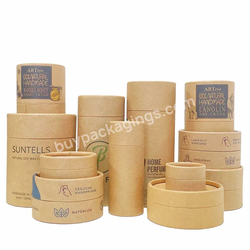 Custom Printed Cylinder Box Creative Round Kraft Paper Tube Packaging For Cosmetic Packaging