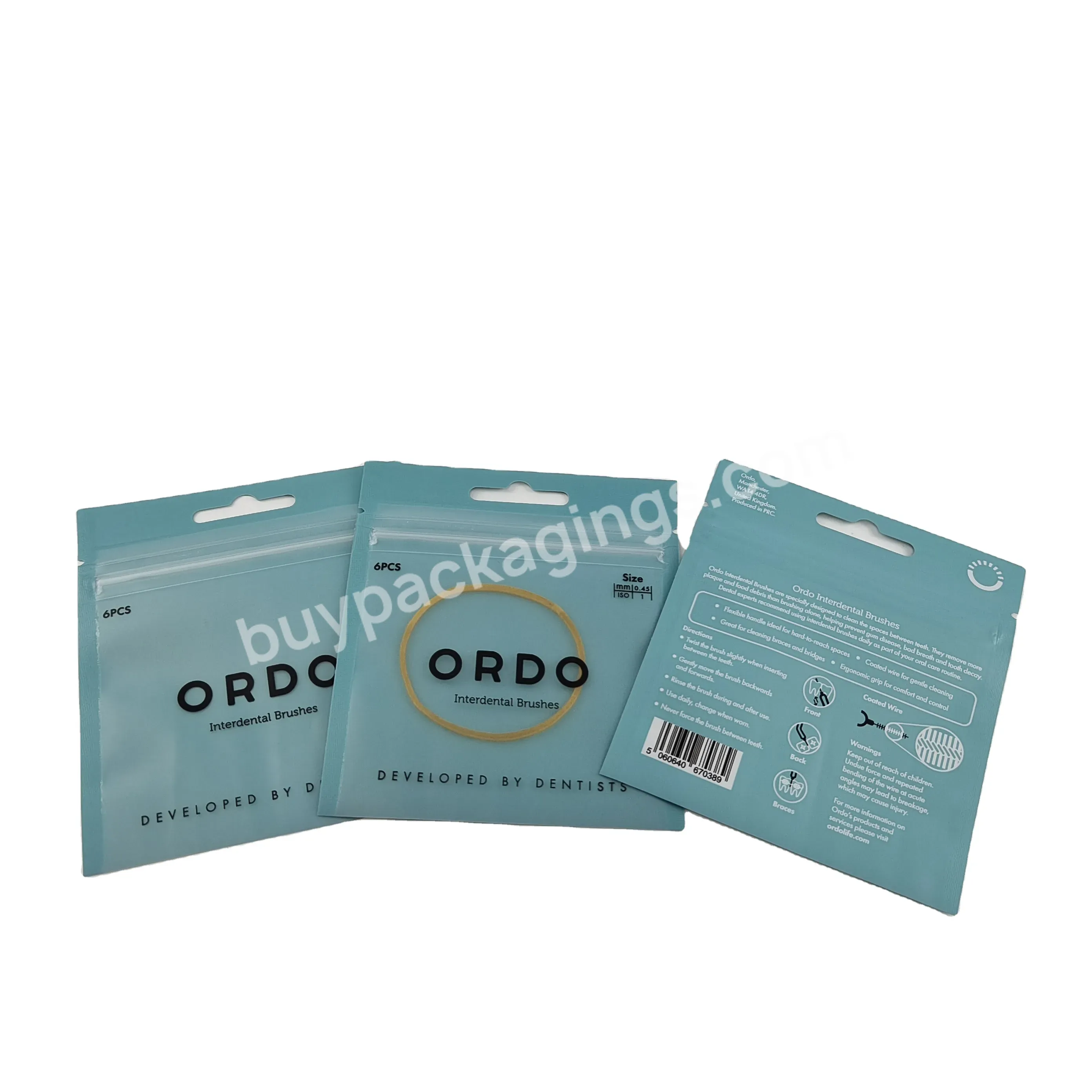 Custom Printed Dental Hygiene Bag Mylar With One Side Transparent Reusable Zipper Clear Aligners Mylar Packaging Bag