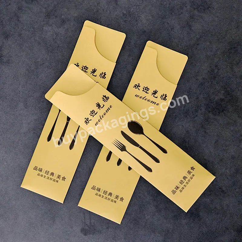 Custom Printed Disposable Cutlery Set Knife Kraft Paper Envelopes Sleeve