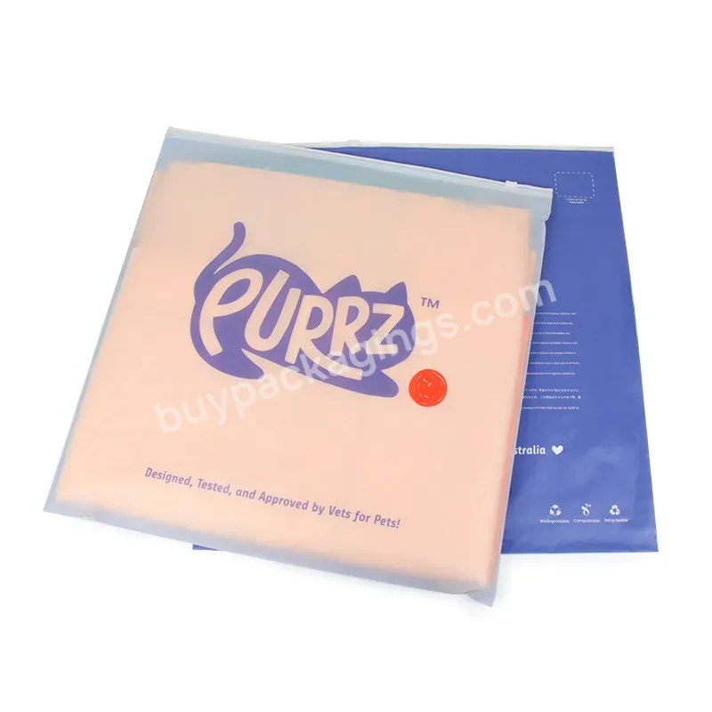 Custom Printed Eco-friendly Biodegradable Clothing Bags Purple Zipper Bags Pla Corn Starch Zipper Packaging Clothing Bags