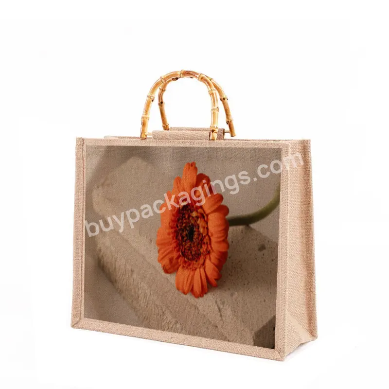 Custom Printed Eco Organic Reusable Plain Large Shopping Tote Burlap Jute Bag With Handles