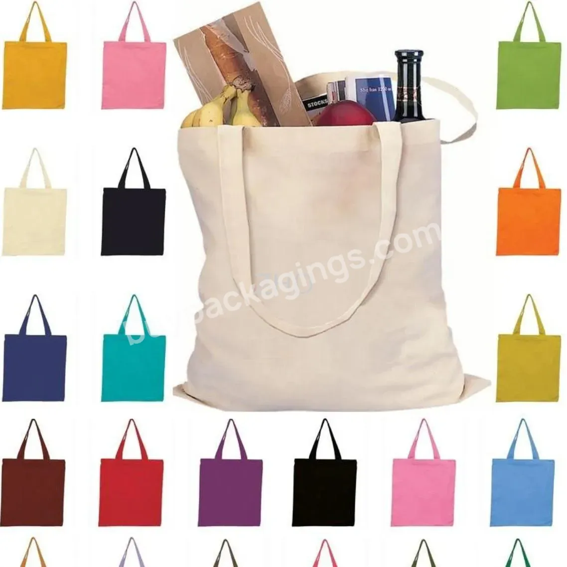 Custom Printed Eco Recycled Blank Shopping Bag Plain Organic Cotton Canvas Tote Bag With Logo