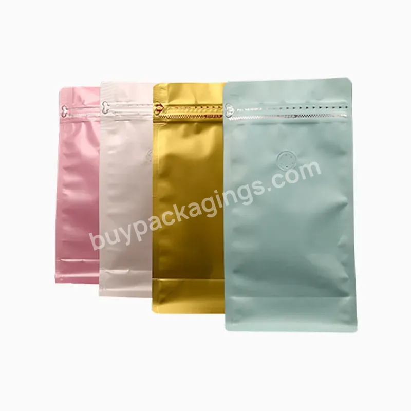 Custom Printed Eight Side Seal Aluminum Foil Stand Up Pouch Coffee Packaging Bags With Valve And Zipper