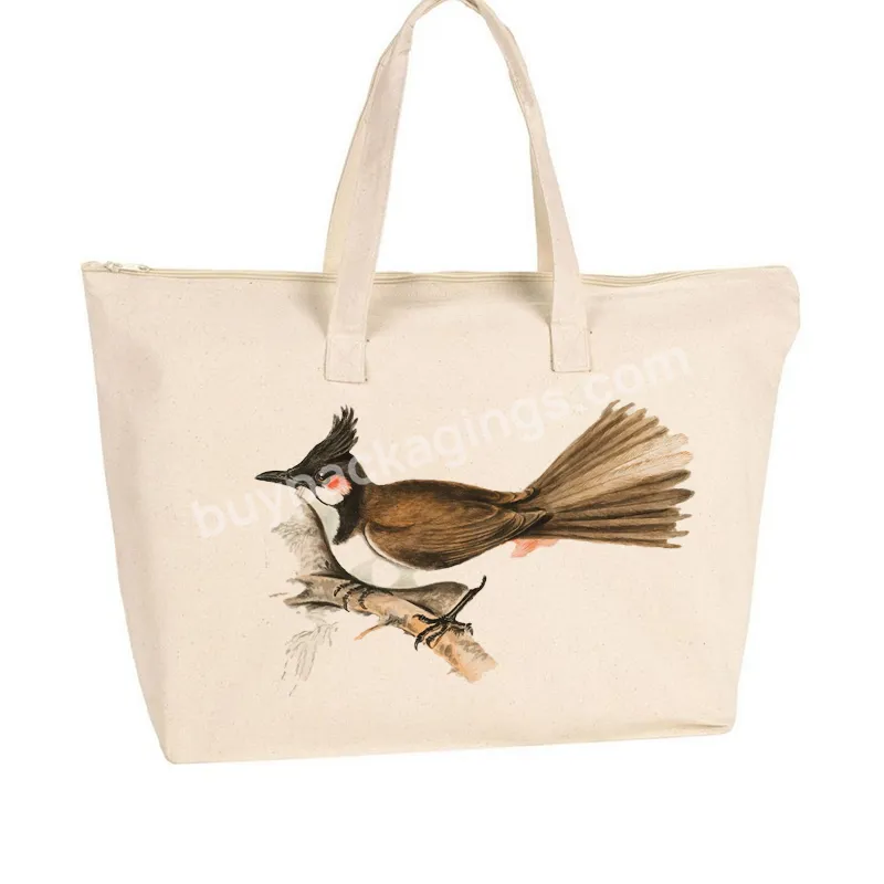 Custom Printed Extra Large Capacity Tote Bag With Logo Heavy-weight Personalize Organic Shopping Bag Cotton Canvas Bag