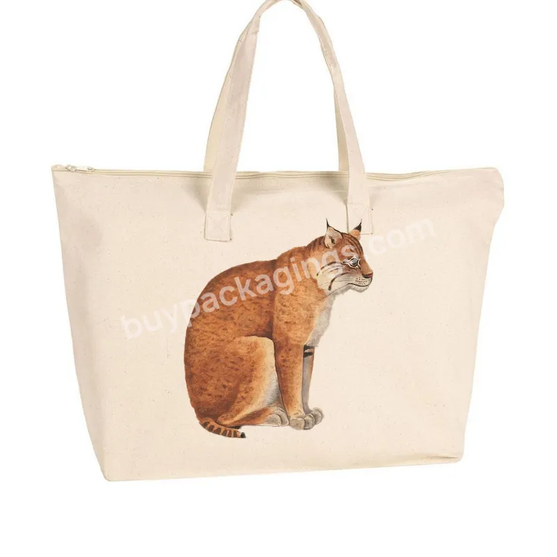 Custom Printed Extra Large Capacity Tote Bag With Logo Heavy-weight Personalize Organic Shopping Bag Cotton Canvas Bag