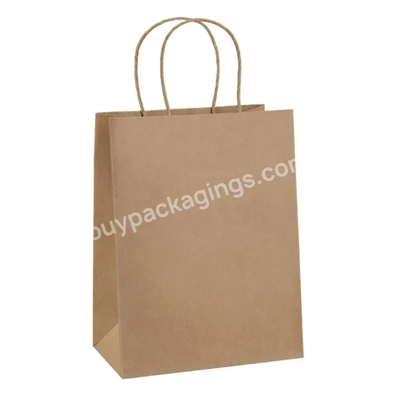 Custom Printed Factory Wholesale Retail Party Brown Gift Shopping Bags Kraft Paper Bag With Logo Print Hand Bulk
