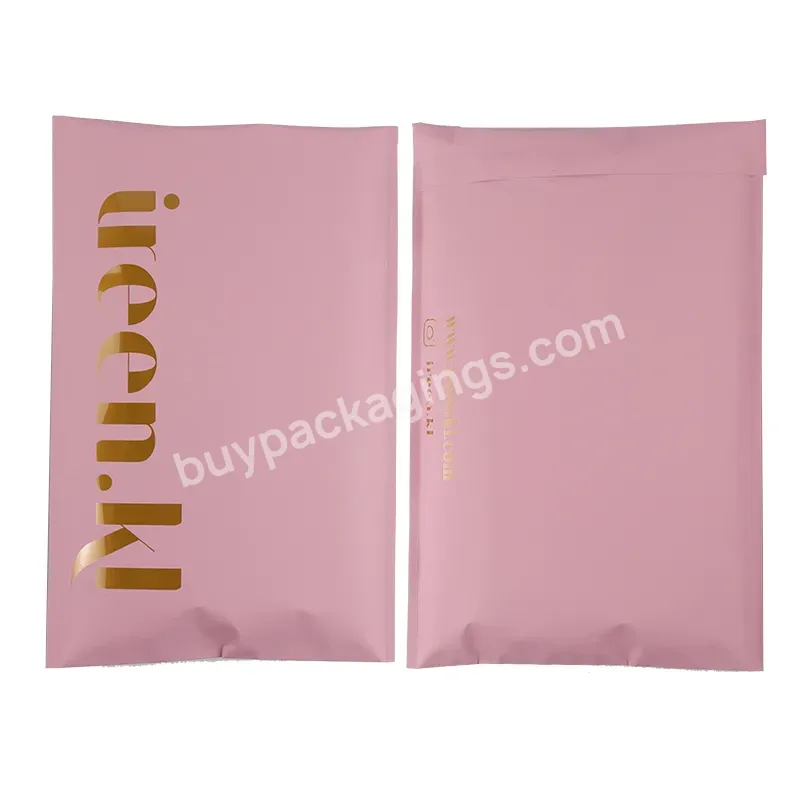 Custom Printed Fashion Pink Shipping Mailer Bags Woman Underwear Garment Mailing Packaging Bag With Golden Logo