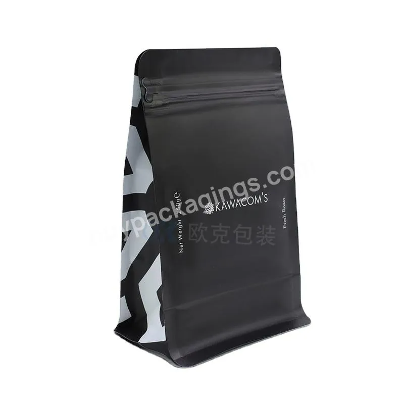 Custom Printed Flat Bottom Coffee Bean Packaging Bag Aluminum Foil Kraft Paper Mylar Laminated Ziplock Packaging Coffee Bag