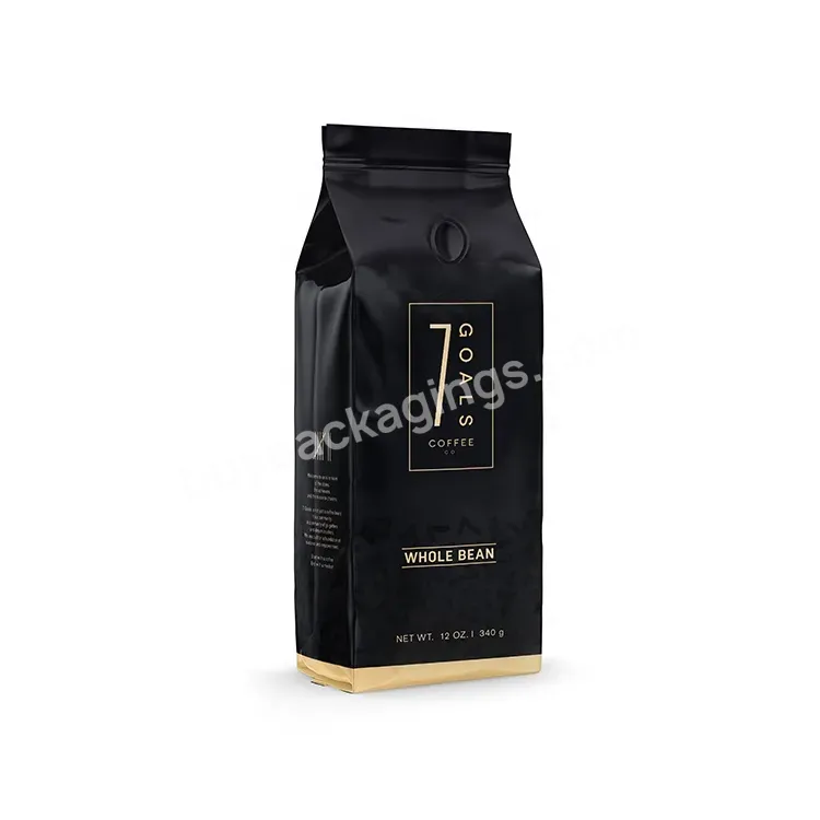 Custom Printed Flat Bottom Coffee Bean Powder Packaging Bag With Zipper For Coffee Packaging Quad Seal Bag Food Packaging Bag