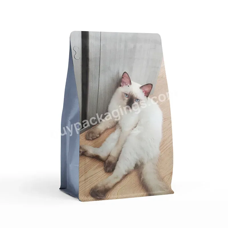 Custom Printed Flat Bottom Packaging Bags Zipper Bag Aluminum Foil Pet Food Bag With Valve
