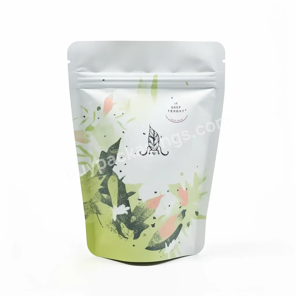 Custom Printed Foil Recyclable Mylar Bags Zipper Stand Up Pouch Herb Tea Powder Packaging Bags With Hole