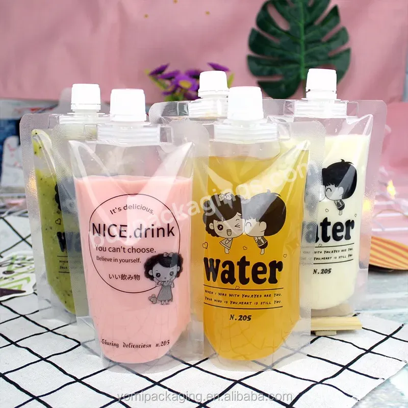 Custom Printed Food Grade Clear Juice Drinks Milk Tea Coffee Packaging Spout Pouch