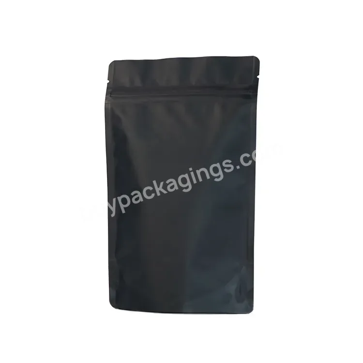 Custom Printed Food Grade Matte Black Foil Stand Up Packaging Bag