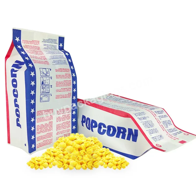 Custom Printed Food Grade Paper Bags Color Kraft Paper Popcorn Bags Sandwich Bread Microwave Pop Corn Packaging