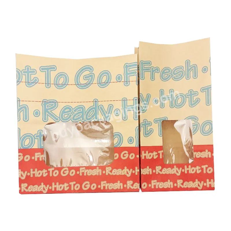 Custom Printed Food Greaseproof Paper Packaging Bread Square Bottom Paper Bag With Window