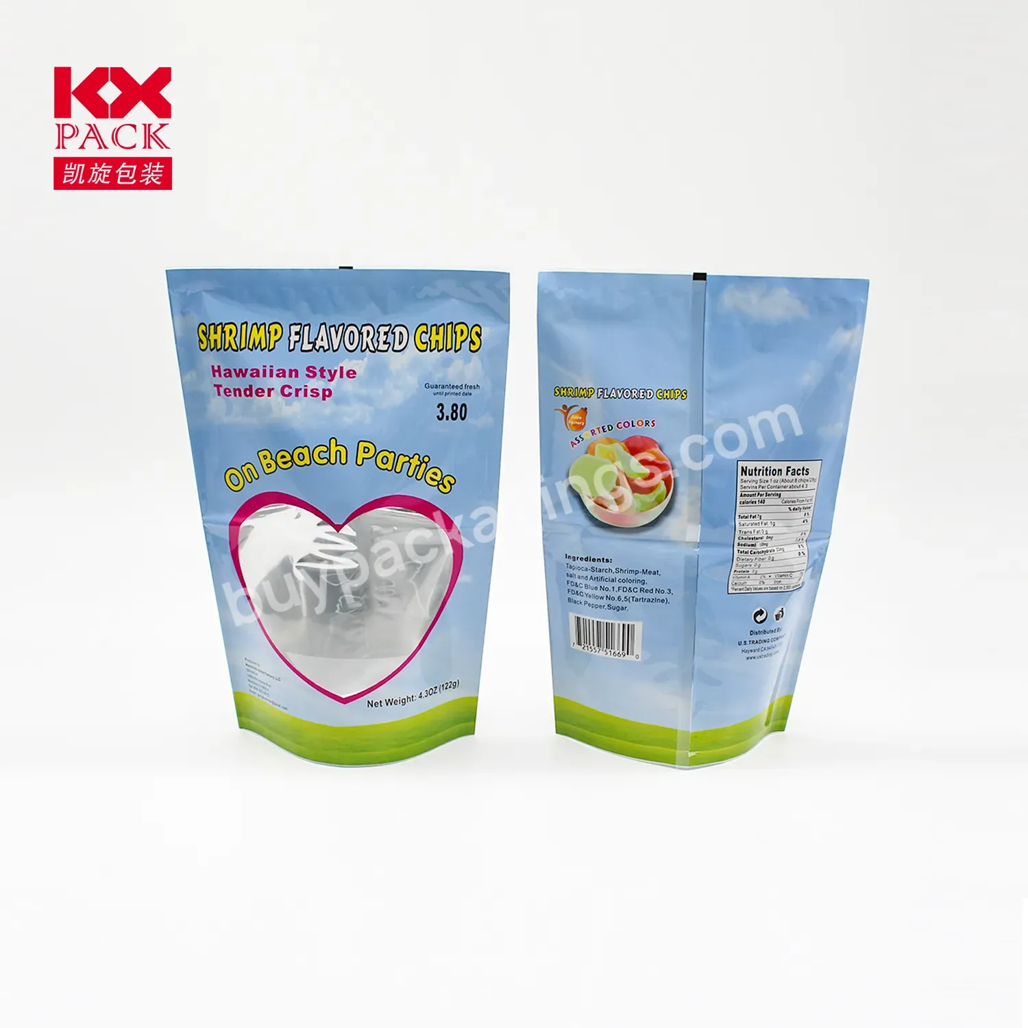 Custom Printed Food Packaging Bag Mylar Bag Metalized Stand Up Pouch With Zipper For Shrimp Chips