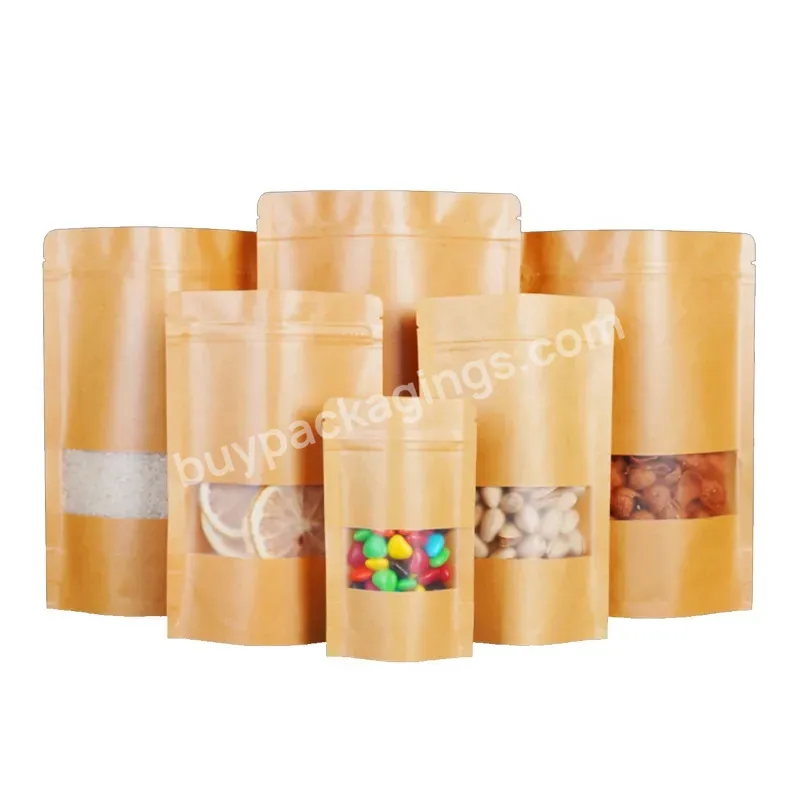 Custom Printed Food Packaging Kraft Paper Bag With Zipper/nut Popcorn Paper Bag