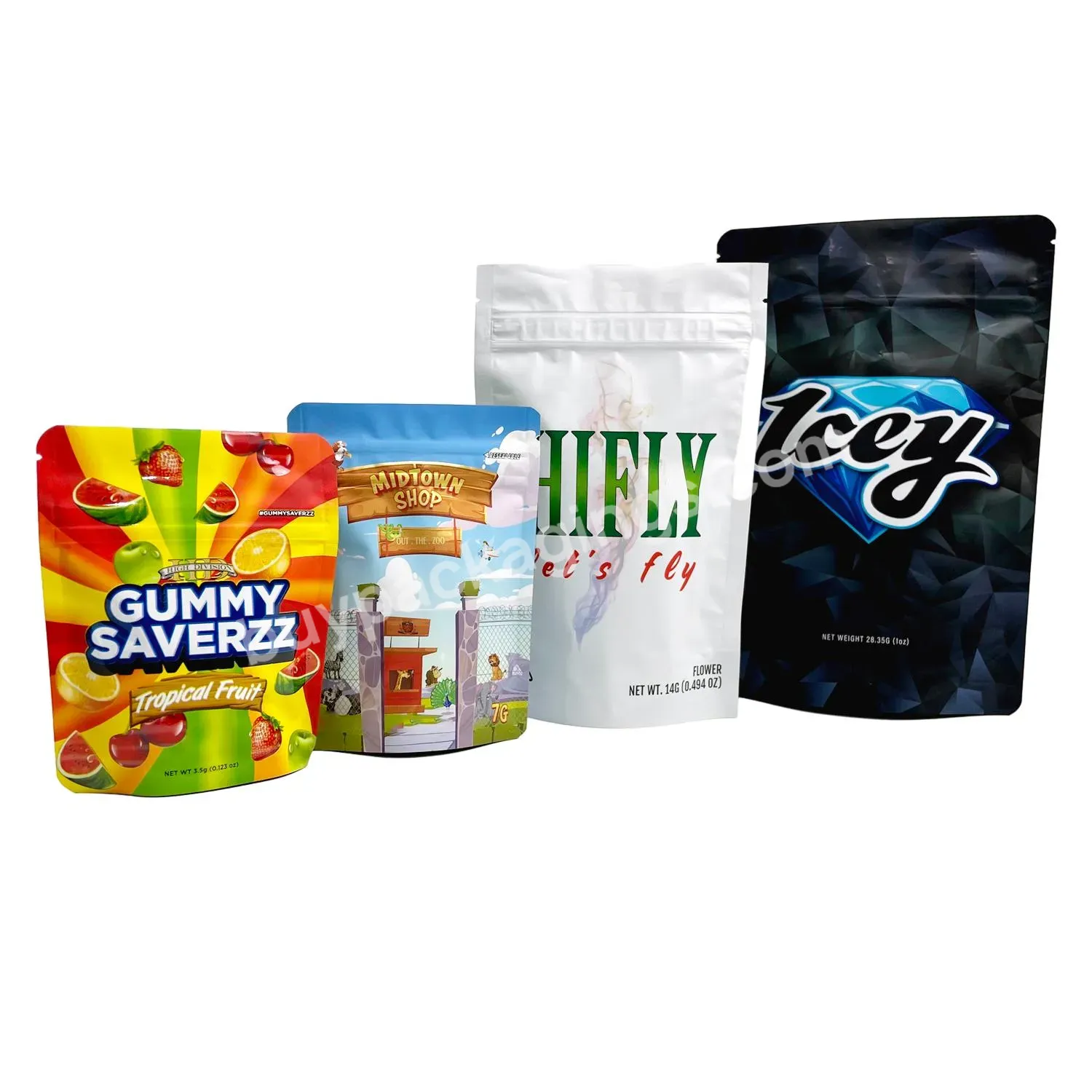 Custom Printed Food Ziplock Bag Stand Up Zip Pouch Product Package Edibles Candy Cali Packs 3.5g Smellproof Bag