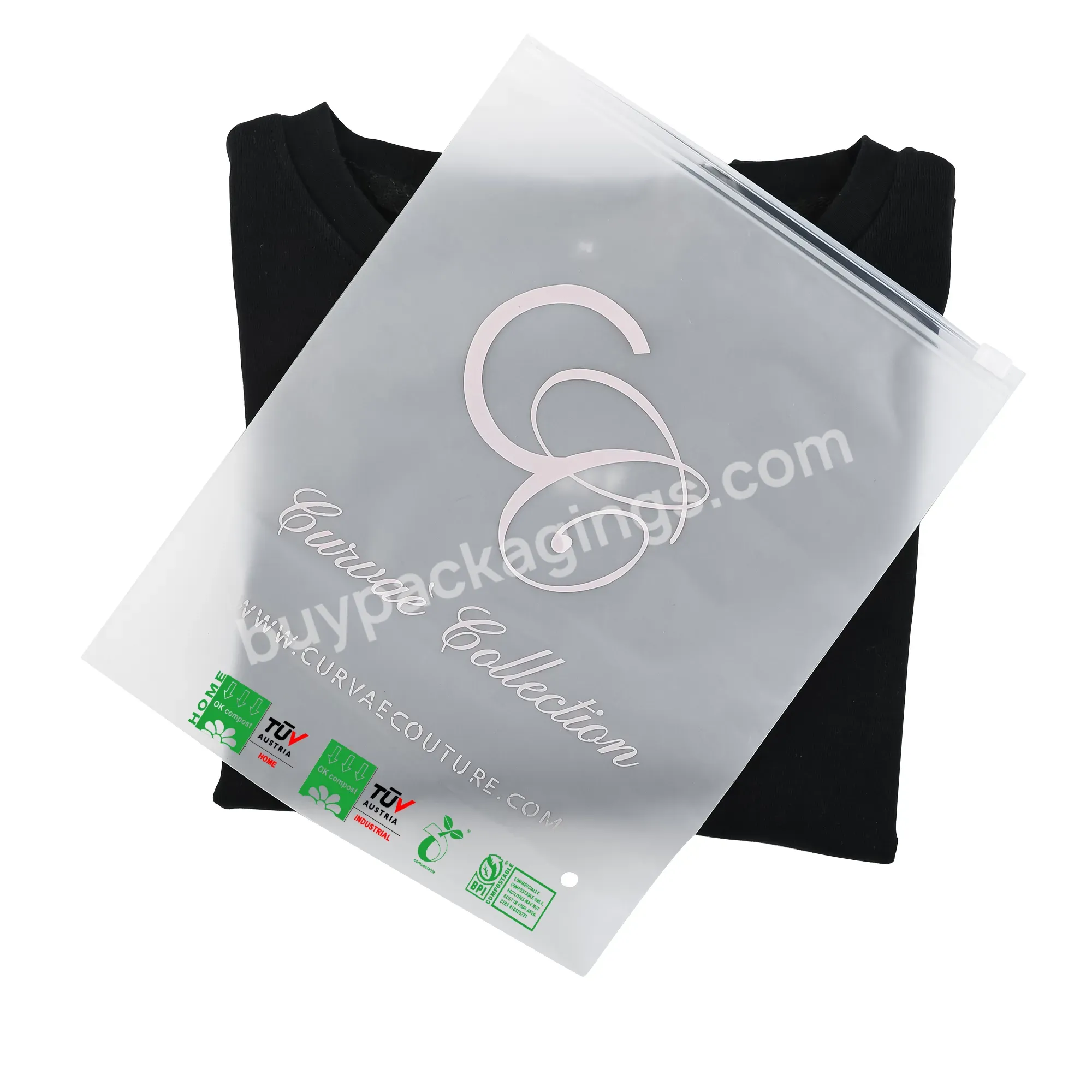 Custom Printed Frosted Zip Plastic Bag Biodegradable Recycle Slide Zipper Bag For Clothes Packaging