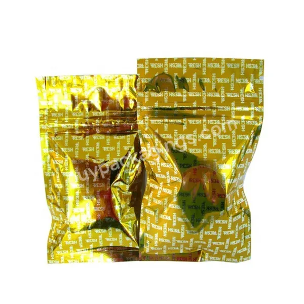 Custom Printed Glossy Gold Finish Mylar Foil Flat Resealable Zipper Bags / Gold Colored Glossy Shinny Plastic Bag