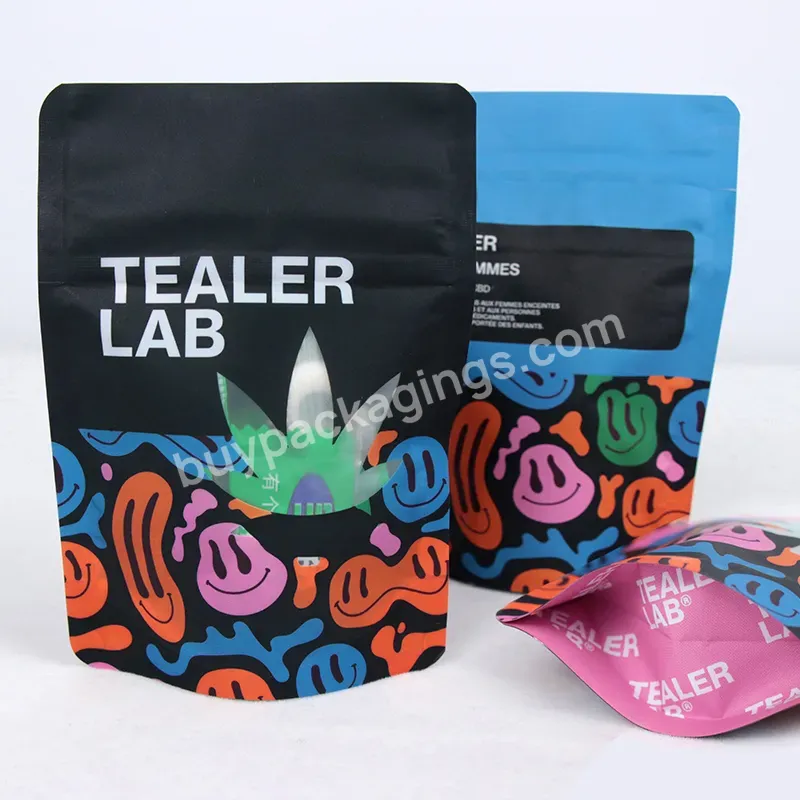 Custom Printed Heat Seal 3.5 7g Plastic Zip Lock Smell Proof Food Grade Packaging Stand Up Pouch Bags