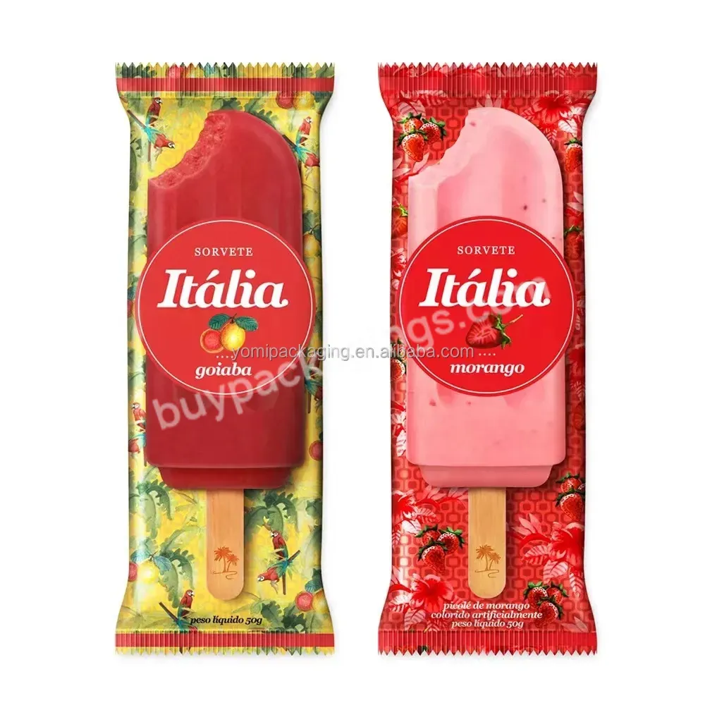 Custom Printed Heat Seal Plastic Ice Cream Popsicle Plastic Popsicle Packaging Bag