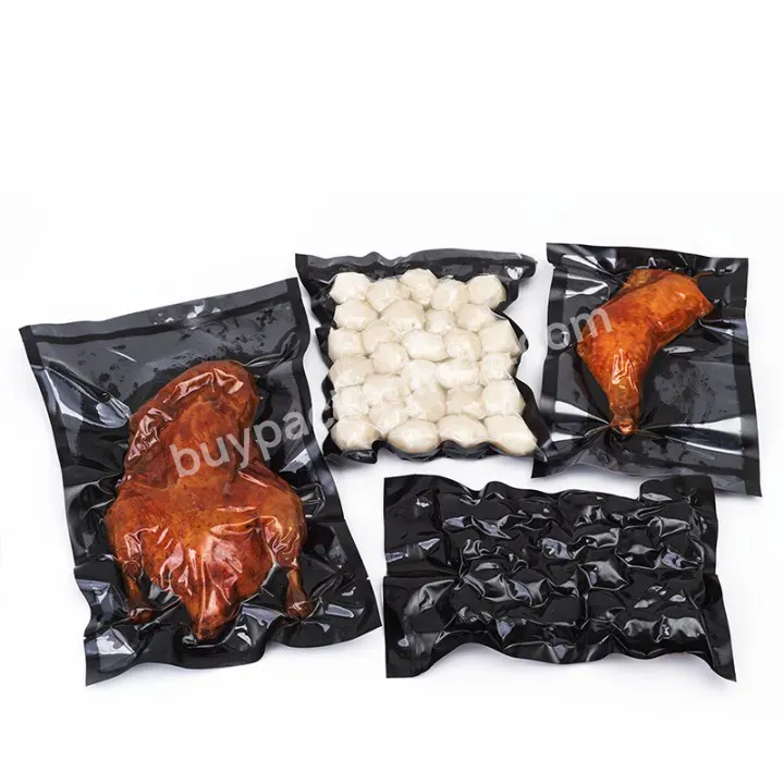 Custom Printed Heat Seal Resealable Vacuum Food Bags Black Custom Vaccum Sealer Bag For Food