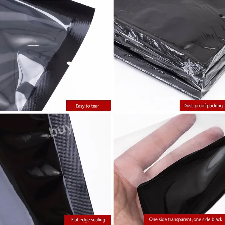 Custom Printed Heat Seal Resealable Vacuum Food Bags Black Custom Vaccum Sealer Bag For Food