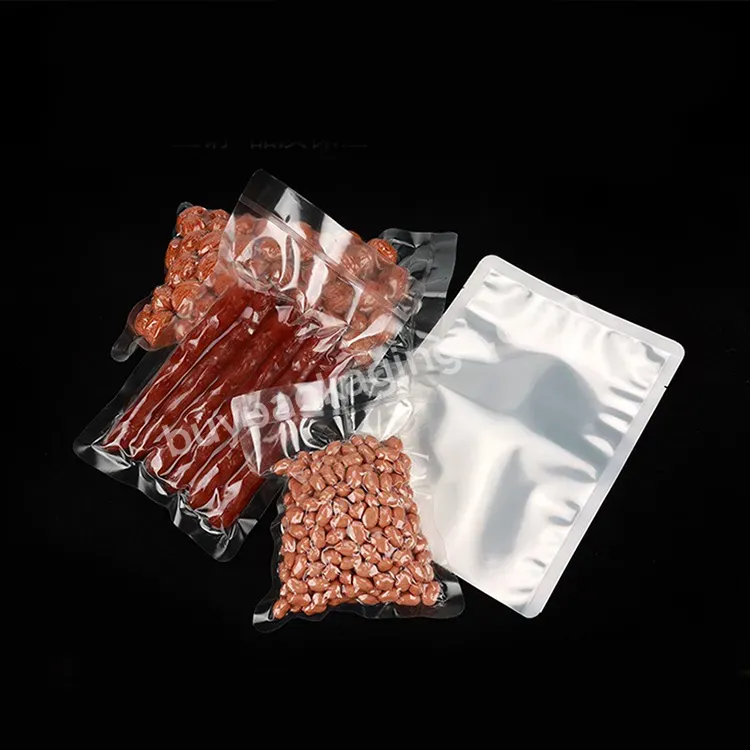 Custom Printed High Barrier Vacuum Seal Transparent Nylon Bag For Meat Frozen Food Packaging With Tear Notch