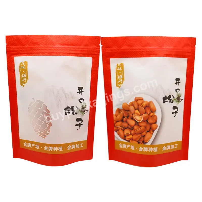 Custom Printed High Quality Food Grade Matte Coffee Tea Snack Nut Ziplock Stand Up Packing Pouch Bag With Clear Window