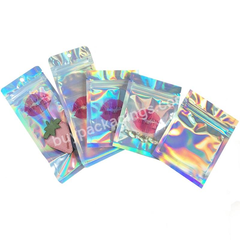 Custom Printed Holographic Food Candy Smell Proof Package Pouch Hologram Foil Mylar Ziplock Bag