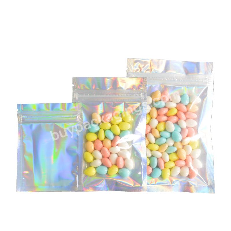 Custom Printed Holographic Food Candy Smell Proof Package Pouch Hologram Foil Mylar Ziplock Bag